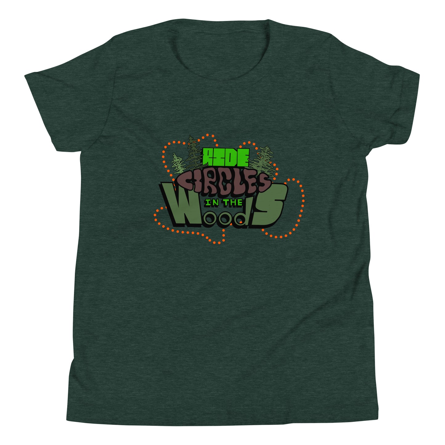 "Ride Circles in the Woods" youth short sleeve t-shirt