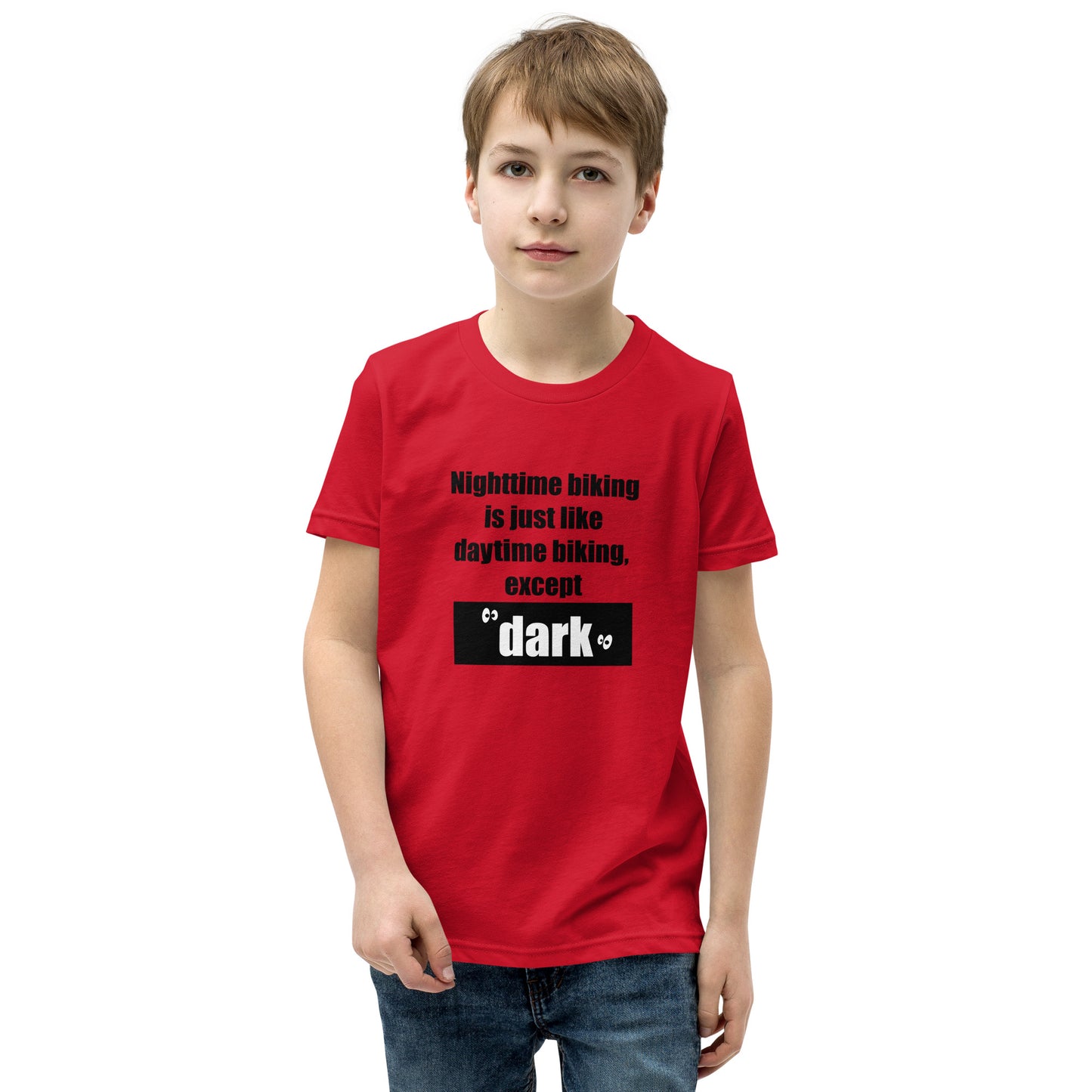 "Nighttime Biking" youth short sleeve t-shirt